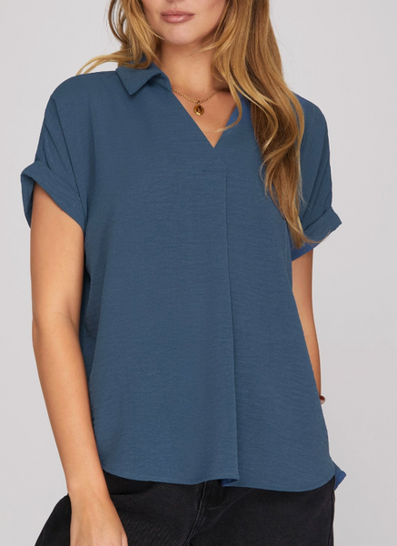 Minimal Mood Blouse - Dusty Blue