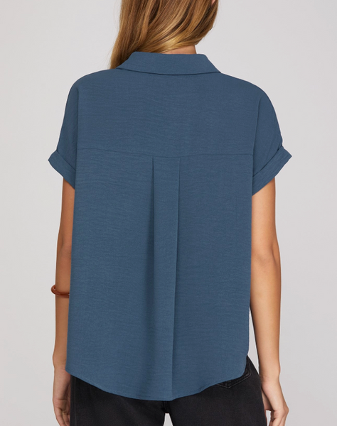Minimal Mood Blouse - Dusty Blue