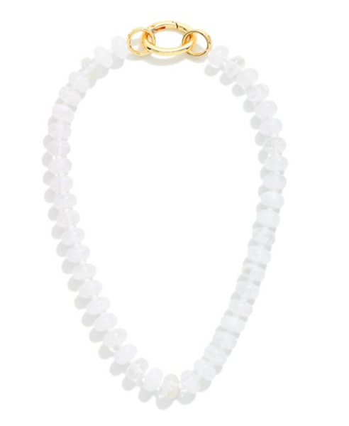 Oval Clasp Beaded Necklace - White