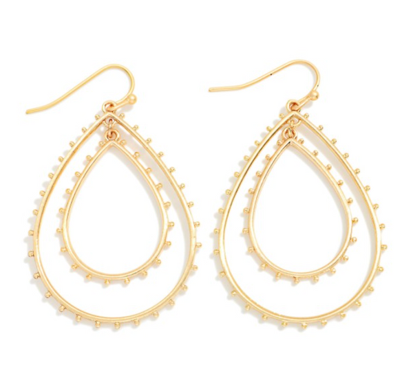 Teardrop Studded Earrings - Gold