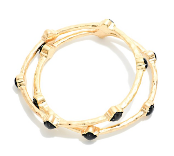Glitter Clover Bangles - Black