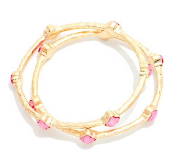Glitter Clover Bangles - Pink