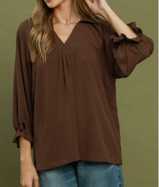 For The Moment Blouse - Brown