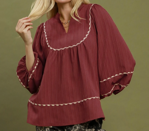 Weekend Replay Blouse - Wine
