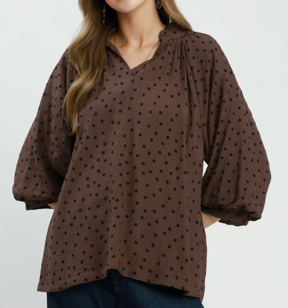 Seeing Spots Blouse - Brown