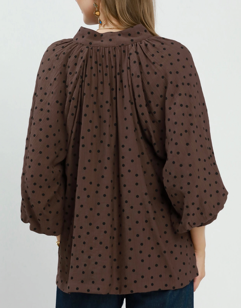 Seeing Spots Blouse - Brown