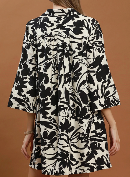 Painted Petals Dress - Black