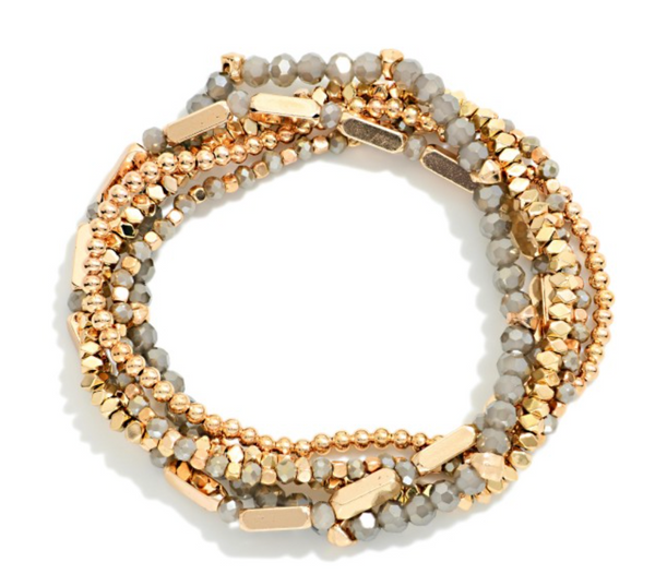 Glimmer Stack Bracelet Set - Gray
