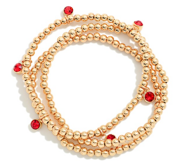 Beaded Beauty Bracelet Set - Red