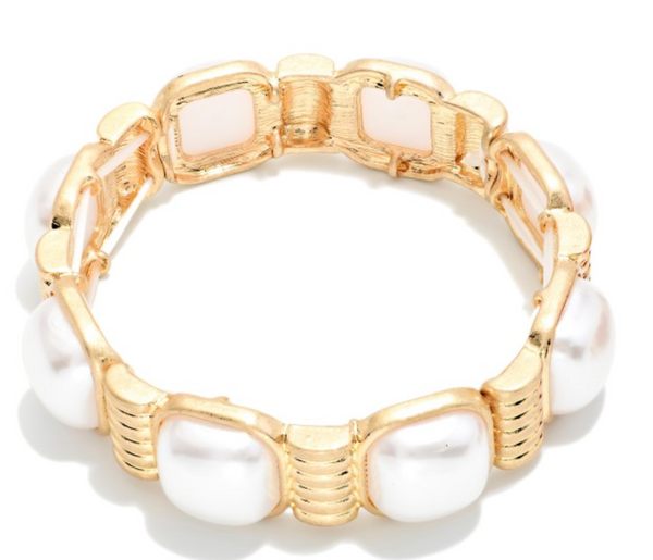 Marbled Stone Bracelet - Pearl