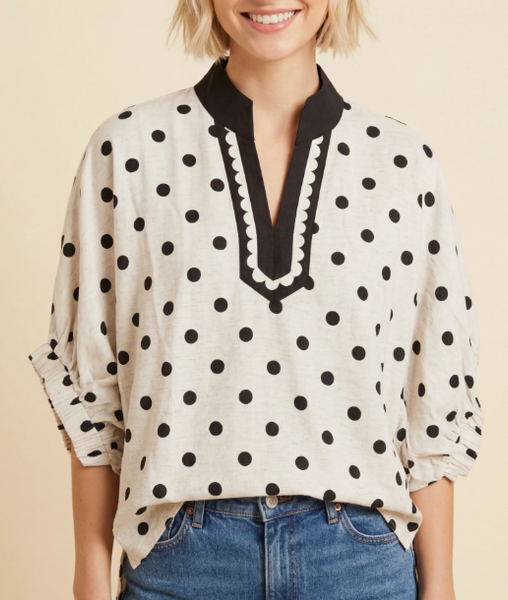 Playful Polka Dot Blouse - Black