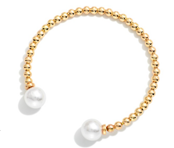 Pretty Pearl Cuff Bracelet - Gold
