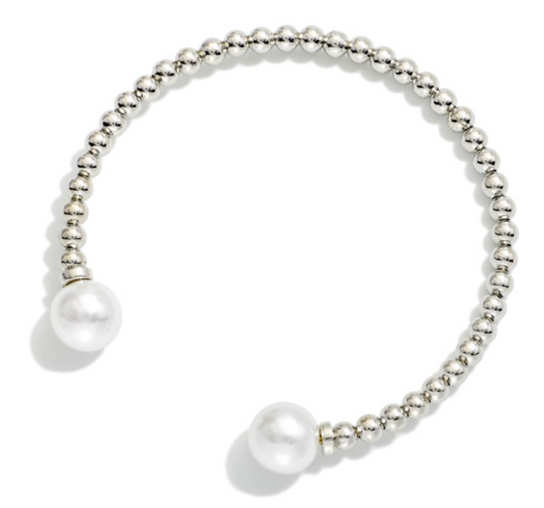 Pretty Pearl Cuff Bracelet - Silver