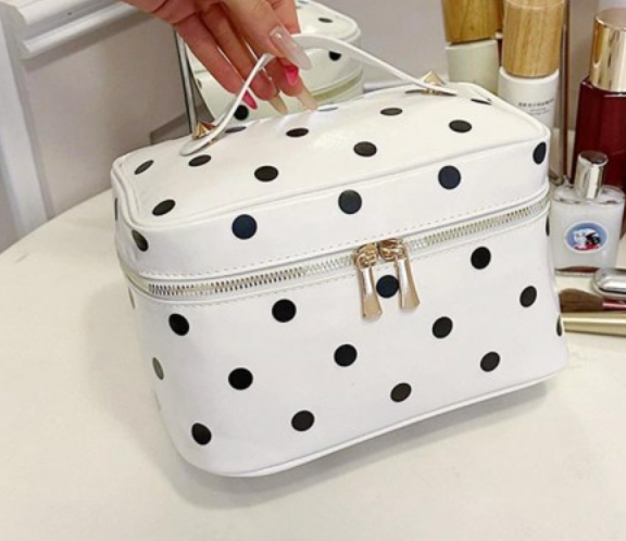 Polka Dot Cosmetic Case - White