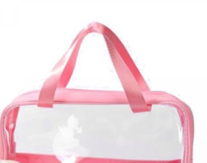 Pink "Travel" Patch Letter Makeup Bag