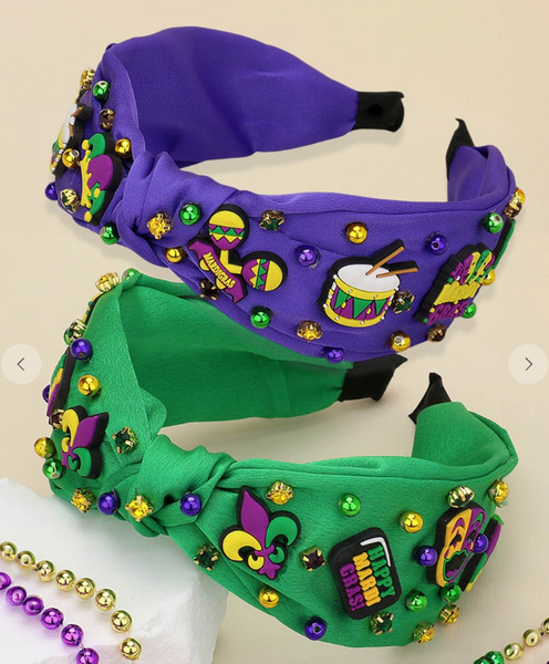 Mardi Gras Charm Knot Headband