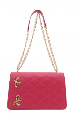 Leather Quilted Cross Body Purse - Pink