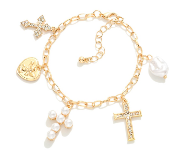 Chain Link Charm Bracelet - Gold
