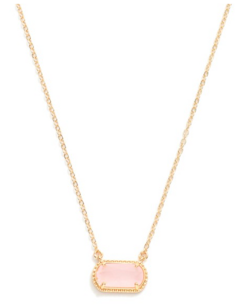 Glass Crystal Pendant Necklace - Light Pink