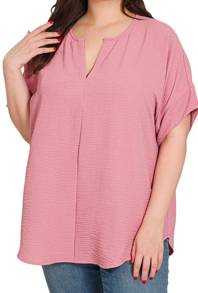 Get It Done Blouse - Lt Rose