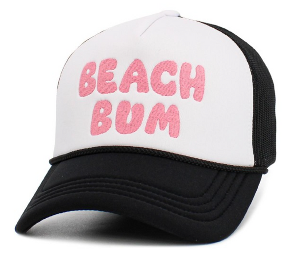 Vintage "BEACH BUM" Trucker Hat - Black
