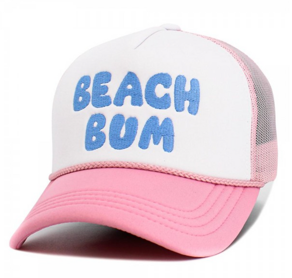 Vintage "BEACH BUM" Trucker Hat - Lt Pink