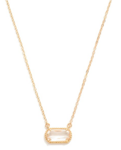Glass Crystal Pendant Necklace - Clear