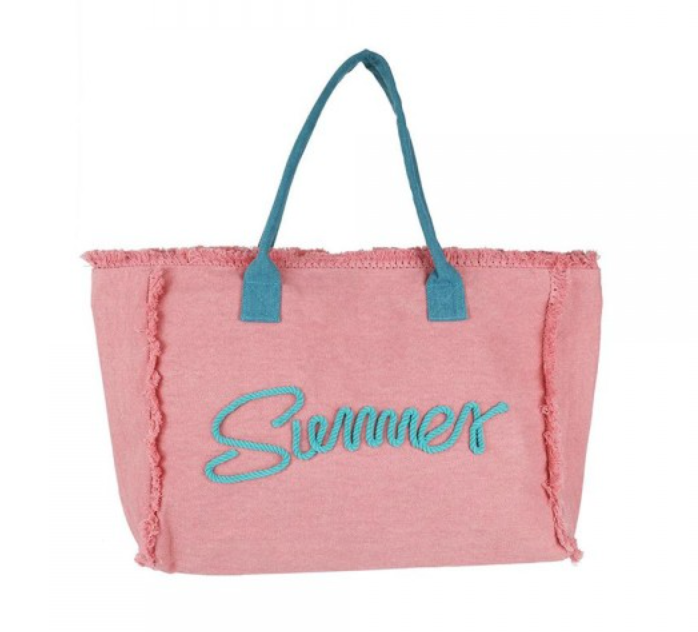 Hello Summer Canvas Tote - Dark Pink
