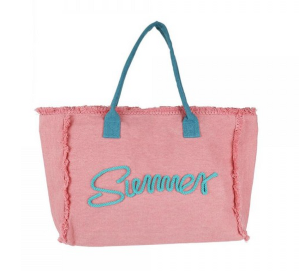 Hello Summer Canvas Tote - Dark Pink