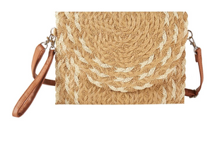 Woven Straw Clutch Purse - Taupe
