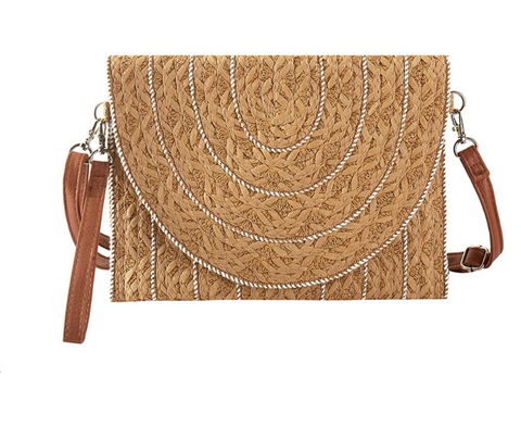 Woven Straw Clutch Purse - Brown