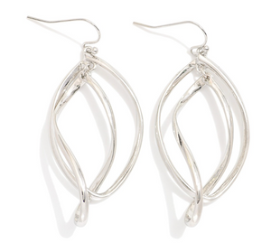 Intertwined Geometric Drop Earrings - Silver