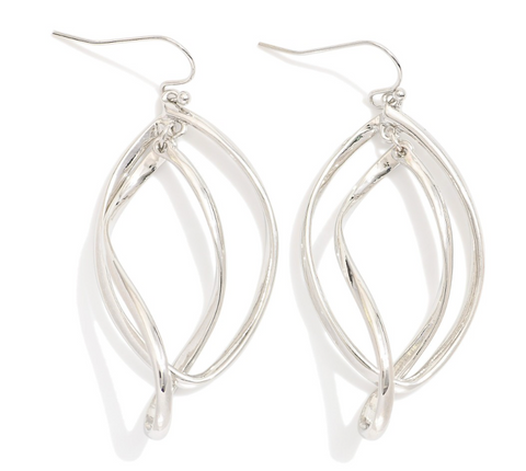 Intertwined Geometric Drop Earrings - Silver