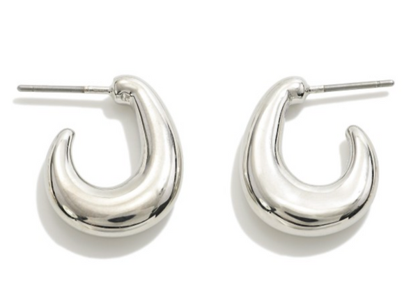 Simple Curl Huggie Hoops - Silver
