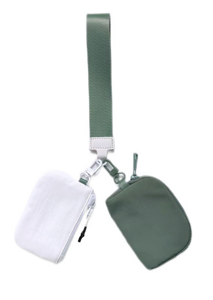 Dual Pouch Wristlet Wallet - Dark Green