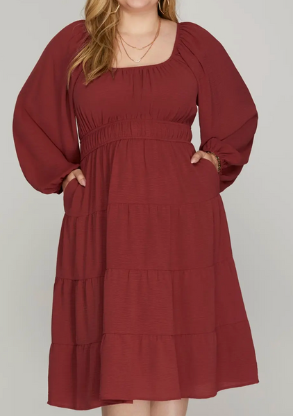Autumn Stroll Dress - Red Brick