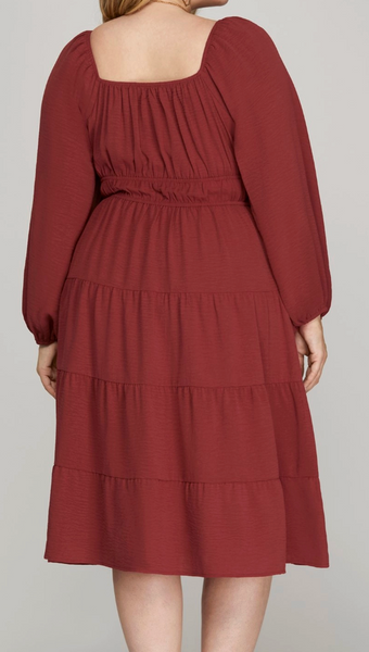 Autumn Stroll Dress - Red Brick