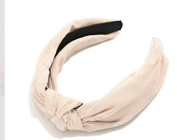 Corduroy Knotted Headband - Ivory