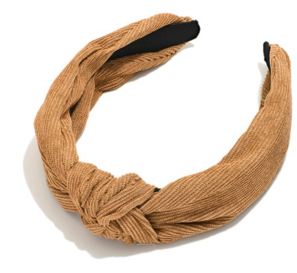Corduroy Knotted Headband - Brown