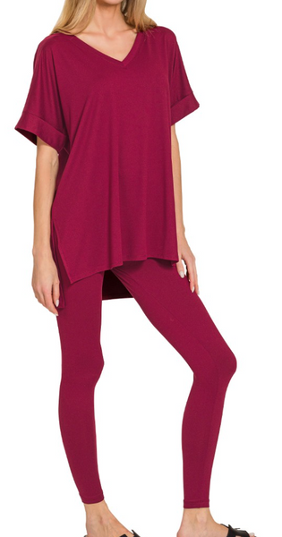 Cozy Hour Lounge Set - Maroon