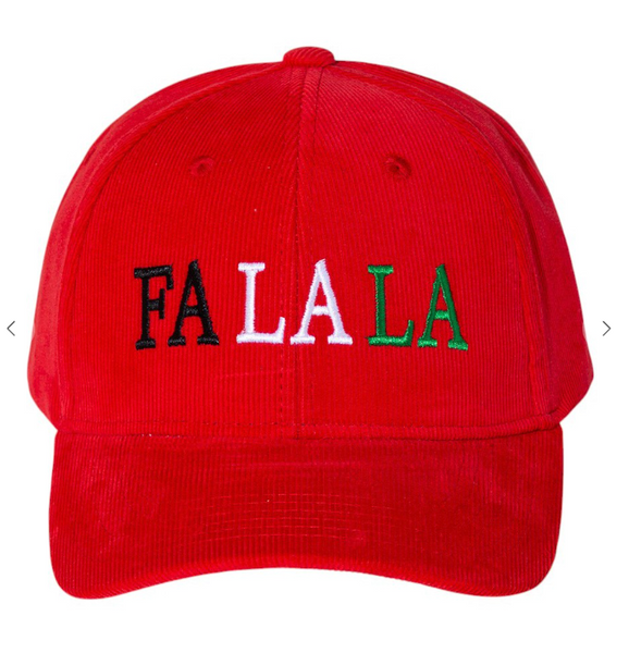 Fa La La Embroidered Cap - Red