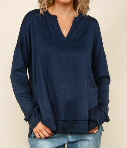 Cloud Comfort Knit Top - Navy