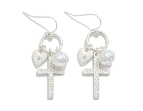 Heavenly Charm Drop Earrings - Silver