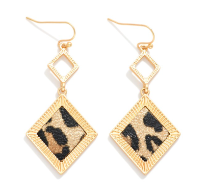 Linked Luxe Drop Earrings - Leopard