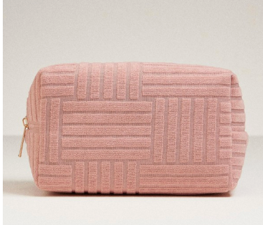 Quilted Terry Cloth Travel Pouch - Dark Pink