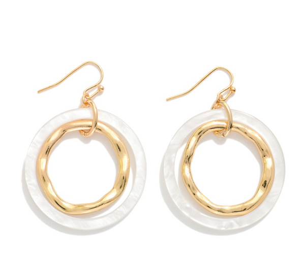 Bold Link Drop Earrings - White