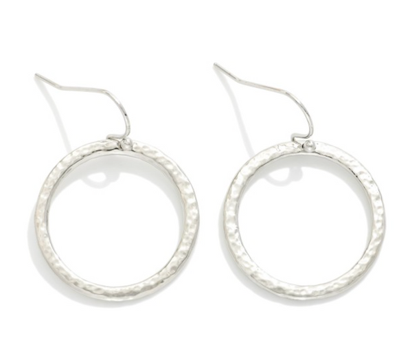 Sleek Hammered Drop Earrings - Silver