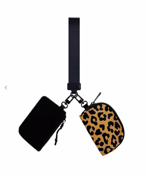 Dual Pouch Wristlet Wallet - Leopard