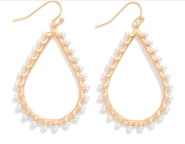 Pearl Halo Drop Earrings - Gold