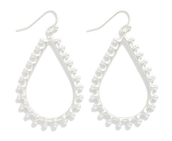 Pearl Halo Drop Earrings - Silver